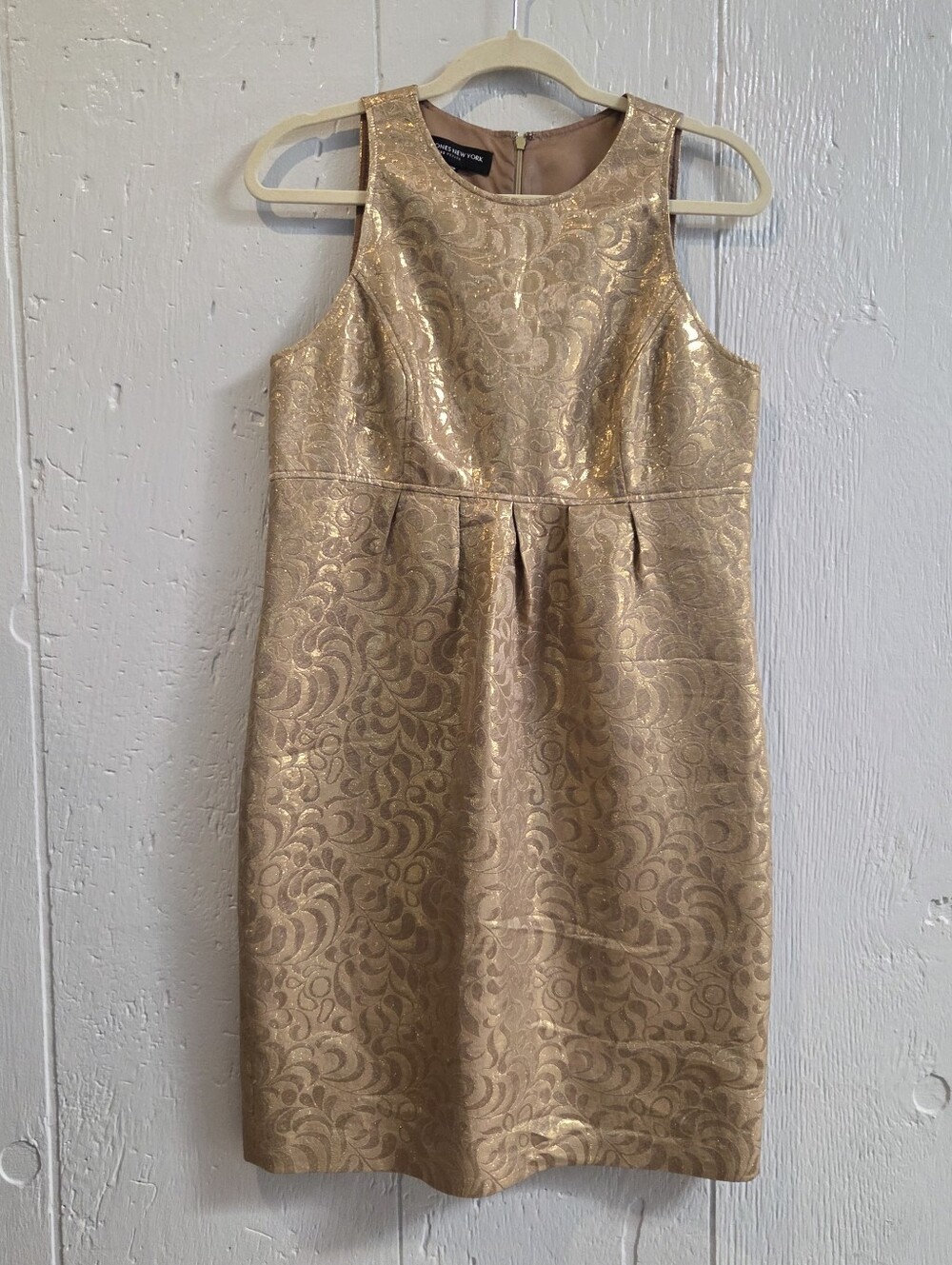 Gold Brocade Sleeveless Sheath Dress